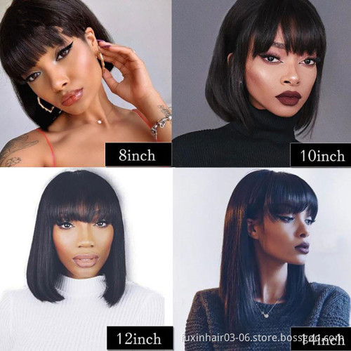 Human Hd Lace Frontal Short Straight Bob Wigs With Bangs Colored Brown Remy Human Hair Wigs Swiss Lace Front Bob Wig With Fringe